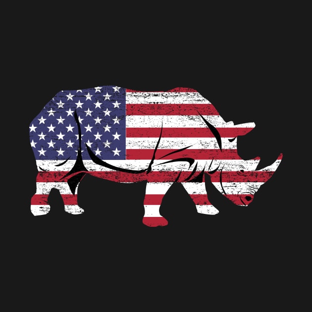 American Flag Rhino USA Conservation TShirt by bbreidenbach