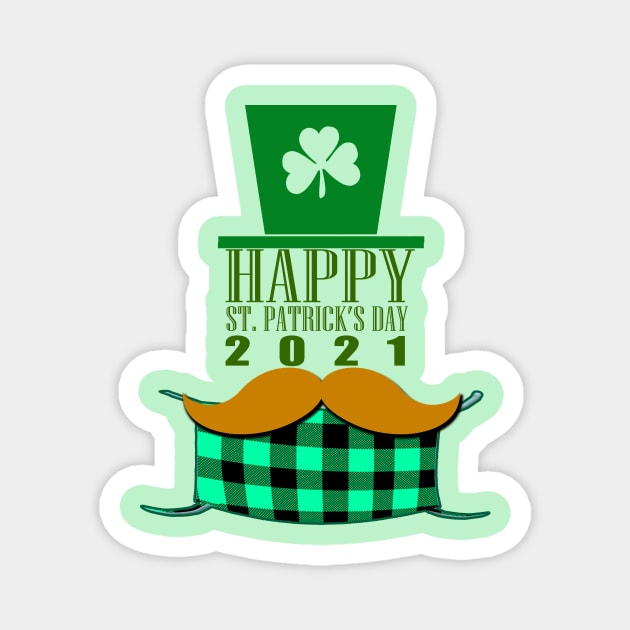 Happy St Patricks Day 2021 with Face Mask Magnet by Scarebaby