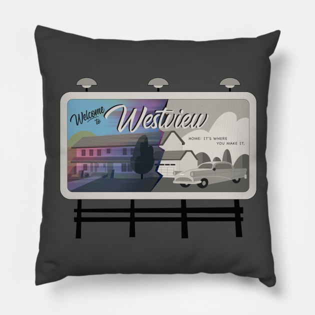 WELCOME TO WESTVIEW! Pillow by Hou-tee-ni Designs