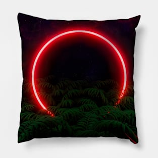 Neon landscape: Red Circle & tropic Pillow