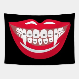 Vampire Braces Teeth Orthodontist Dentist Funny Halloween Tapestry