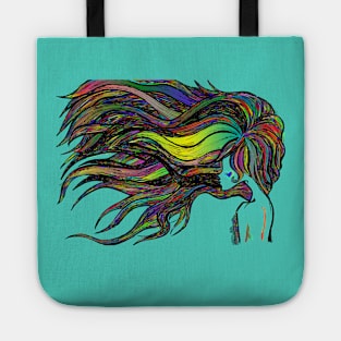 Woman Hair Colorful Tote