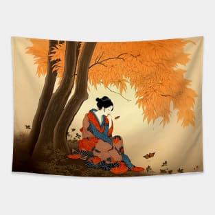 Autumn: Autumn Japanese Woman Tapestry