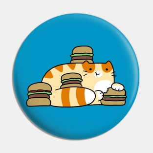 Tabby Cat Eating Burgers Pin