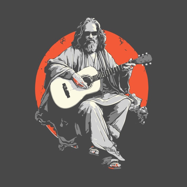 The Dude Jams - Jeff Lebowski Playing Guitar Retro 80s by GIANTSTEPDESIGN