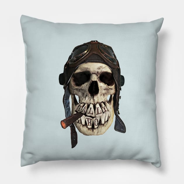 TALLY HO  (skull series 2 of 3) Pillow by LAZYJStudios