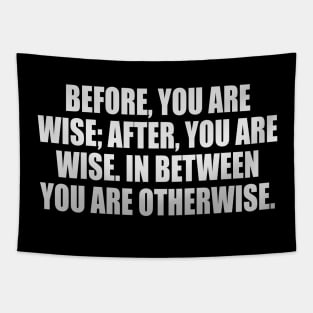 Before, you are wise; after, you are wise. In between you are otherwise Tapestry