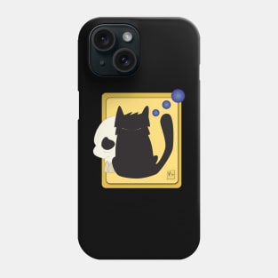 Black Cat and Human Skull Phone Case