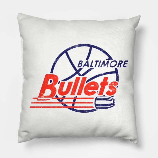 Baltimore Bullets Basketball Team - Vintage/Faded Design Pillow by CultOfRomance