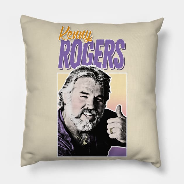 Vintage Style Kenny Rogers 80s Aesthetic Design Pillow by DankFutura