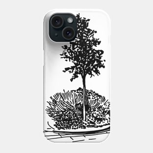 Tree and flowerbed. City landscape on your things. Phone Case