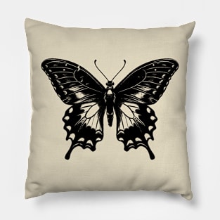 Linocut butterfly in the grunge style, y2k aesthetic Pillow