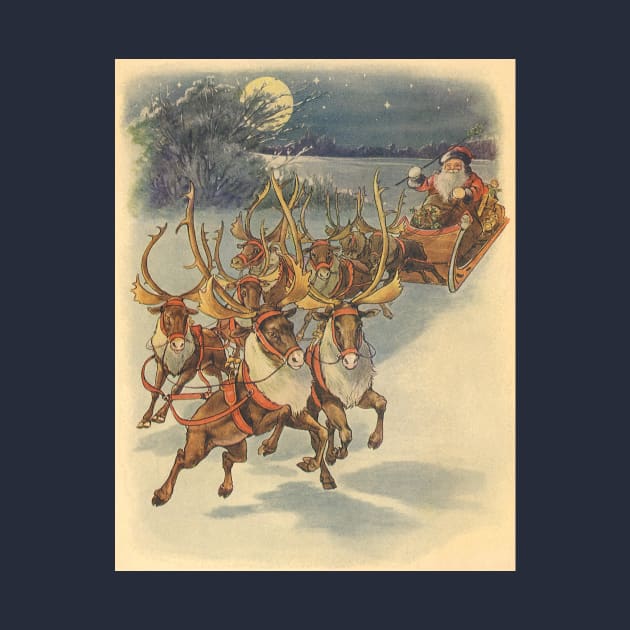 Victorian Christmas Santa Claus with Reindeer by MasterpieceCafe