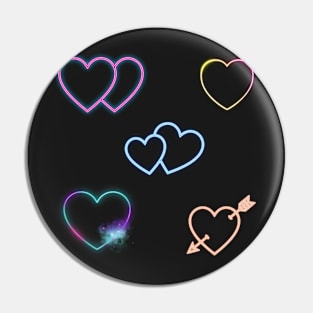 neon hearts sticker pack Pin