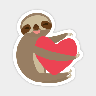 Cute sloth with red heart 2 Magnet