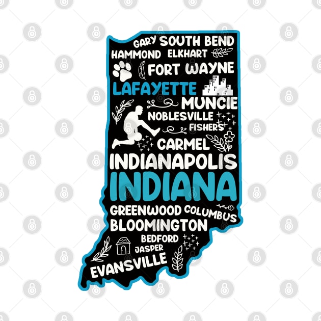 Lafayette Indiana cute map Fort Wayne, Evansville, South Bend, Fishers, Hammond, Gary by BoogieCreates