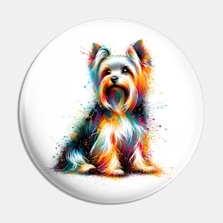 Elegant Silky Terrier in Colorful Splash Art Style Pin