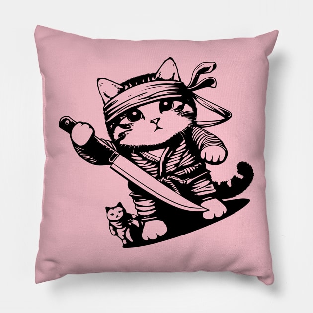 Cat with a knife Pillow by Md Abu Bakkar