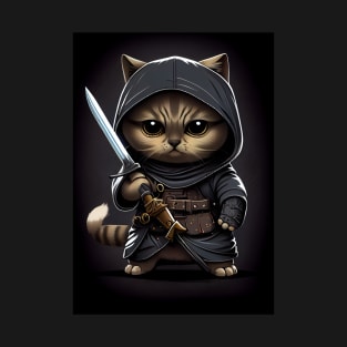 Cute Ninja Cat With Sword T-Shirt