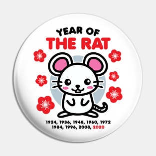 Year of the Rat 2020 Happy Chinese Zodiac New Year Kawaii Pin