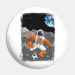 Moon Football Soccer Playing Astronaut Travel Poster Pin