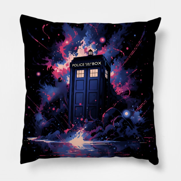 Vaporwave Tardis Pillow by NeonOverdrive