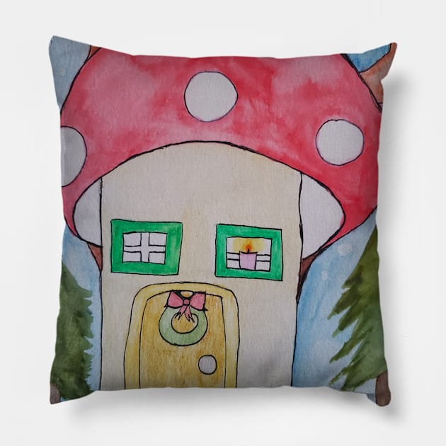 Festive Amanita House Pillow by etherealwonders