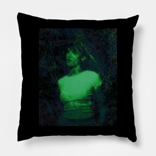 Beautiful girl, green lighting. Splatters. Dark and beautiful. Pillow by 234TeeUser234