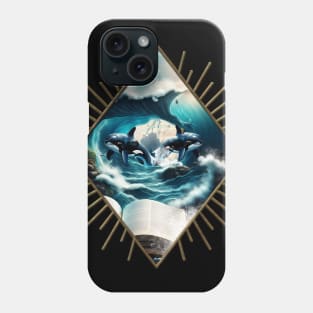 A Swimming steampunk Orca in the wave. Phone Case