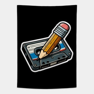 Cassette and Pencil V2 Tapestry