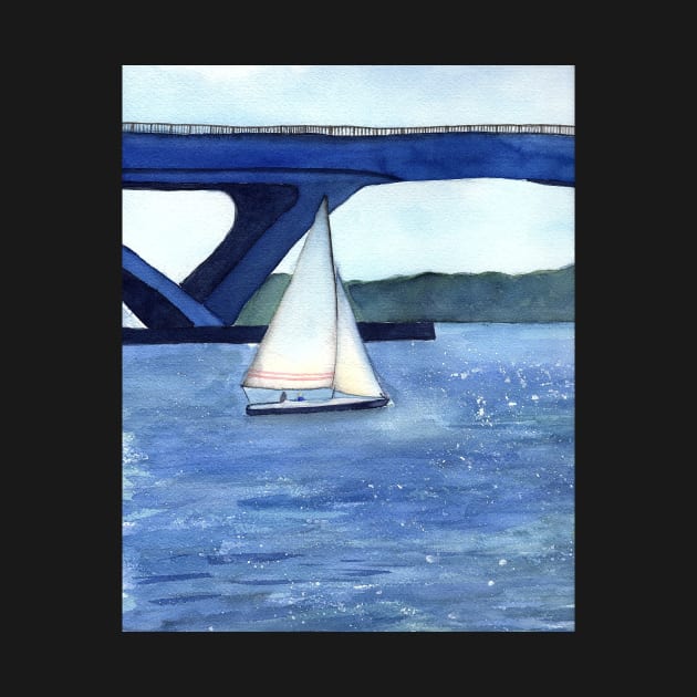 "Off to a journey" Sailboat Watercolor Painting by Sandraartist