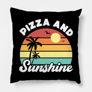 Pizza and Sunshine Vintage Sunset Summer Beach Food Pillow