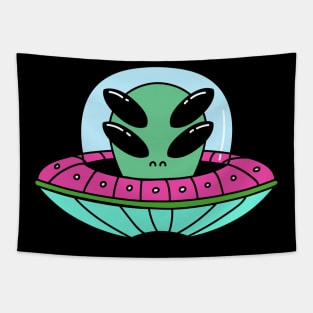 Ufo Alien In Flying Saucer Tapestry