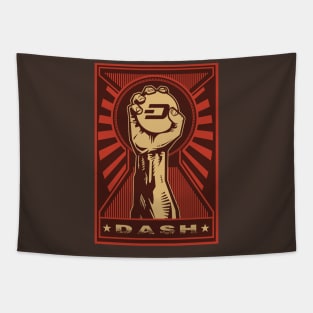 HODL Dash Coin: Propaganda style triumphant fist clutching a Dash coin Tapestry