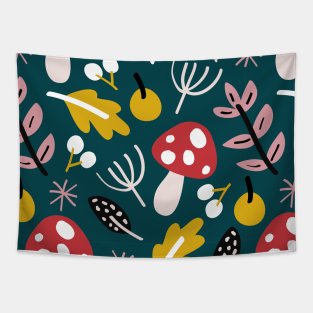 Autumn design with mushrooms and leaves Tapestry