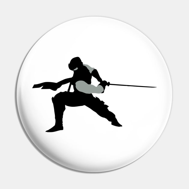 Ninja Gaiden Ryu Sword Slash Silhouette Pin by AnotherOne