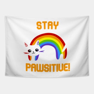 Stay PAWsitive! Motivational Tapestry