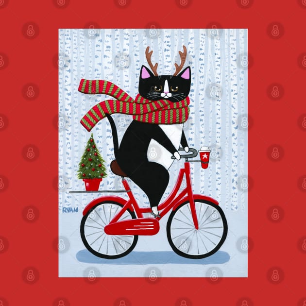 Christmas Bicycle Ride by KilkennyCat Art