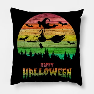 Vintage Halloween Girl Witch Pillow