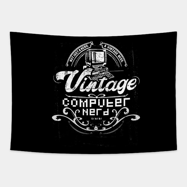 Vintage Computer Nerd Funny Geeky Tapestry by NerdShizzle