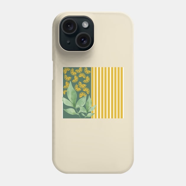 lemon tree stripes Phone Case by Ingenious Creator