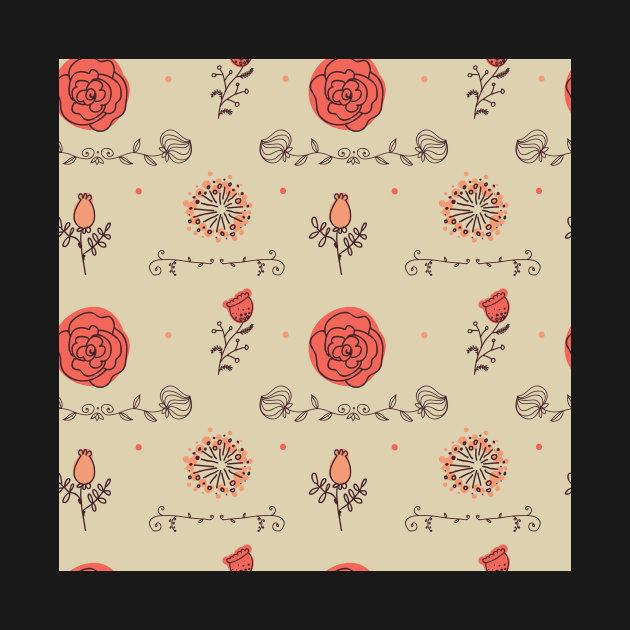 Elegance Seamless pattern with flowers, vector floral illustration in vintage style by Olga Berlet