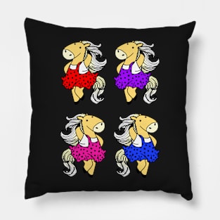 Cute Horses in a Spotted Dress Pillow