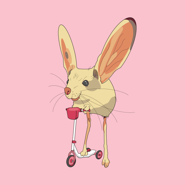 Jerboa rodent mouse riding a pink scooter by Fruit Tee