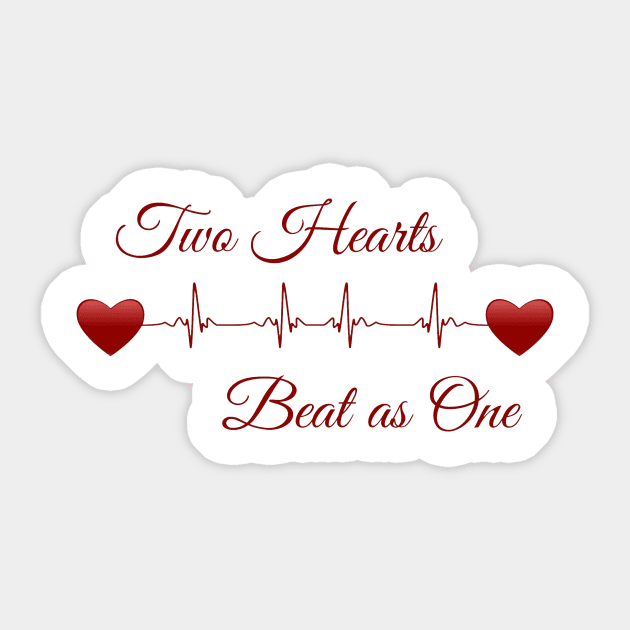 Frisør Forskel manuskript Two Hearts Beat as One EKG - Lover Heartbeat - Sticker | TeePublic
