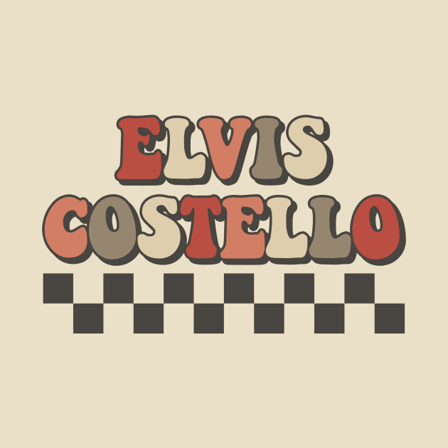 Elvis Costello Checkered Retro Groovy Style by Lucas Bearmonster