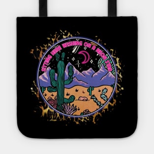 Sitting Here Wishing On A Neon Star Leopard Design Cactus Mountains Tote