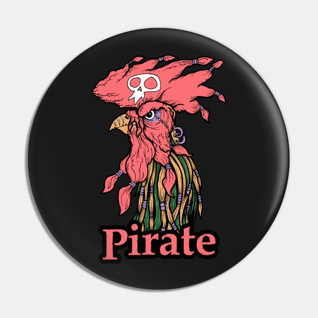 Rooster Pirate Pin by inkninja