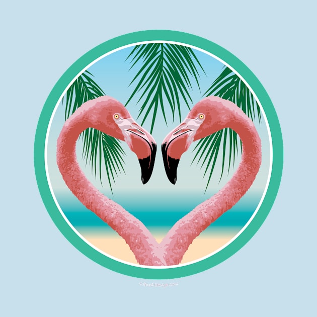 Flamingo Love (Tropical Valentine) by eBrushDesign