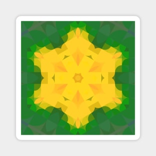 Retro Mandala Flower Green and Yellow Magnet